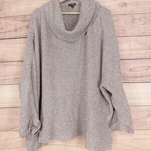 Express Sweater Womens M/L Beige Cowl Neck Oversized Dolman Sleeve Knit Pullover